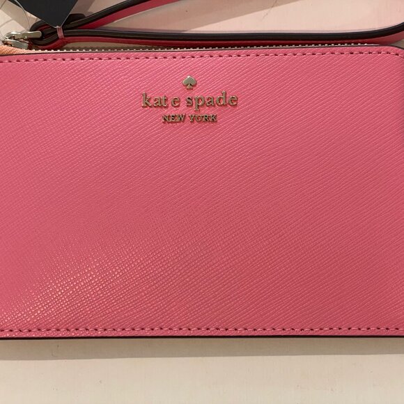 Kate Spade Lucy L-zip Wristlet w/strap /wallet, pink Leather New - Picture 11 of 11